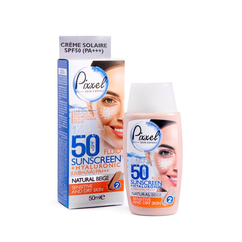 [COS-00295] بيكسل - واقي شمس SPF 50 للبشرة الحساسة والجافة بيج طبيعي - 2